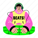 listening music, relaxing, chilling, character, typography