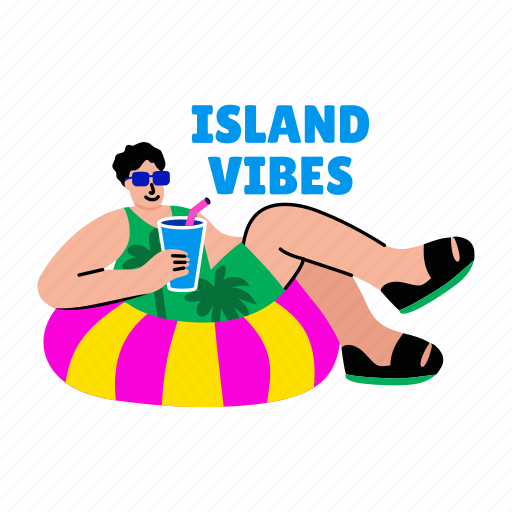 Island vibes, floating, enjoying, vacations, typography icon - Download on Iconfinder