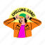 chilling core, cheerful, happy, character, typography 