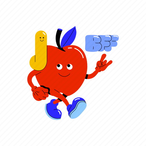 Best, friends, apple, worm, fruit, group sticker - Download on Iconfinder
