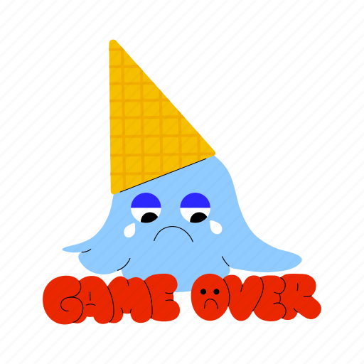 Game, over, icecream, character, cartoon, emoji, cream sticker - Download on Iconfinder