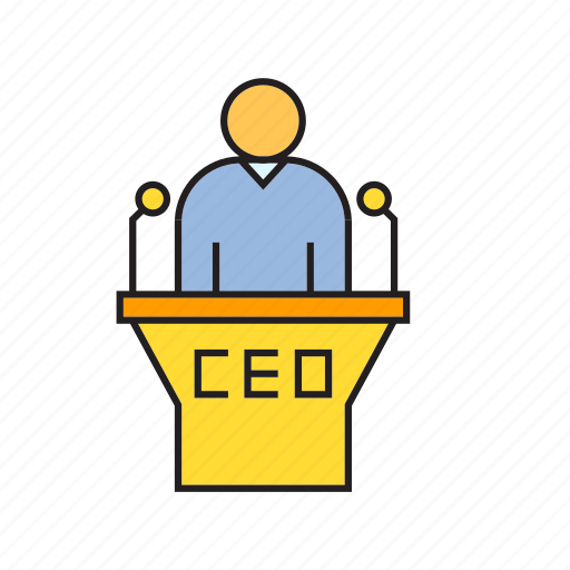 Administrator, board, boss, ceo, employee, podium, speaker icon - Download on Iconfinder