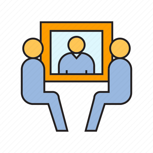 Collaborate, executive, office, online conference, online meeting, sitting, worker icon - Download on Iconfinder