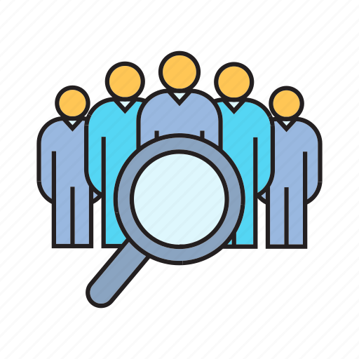 Human resource, magnifier, manpower, people, recruitment, search, teamwork icon - Download on Iconfinder