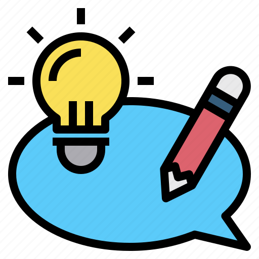 Bulb, dialog, idea, light, pencil icon - Download on Iconfinder