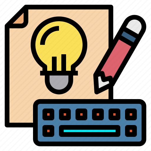 Bulb, copywriting, editing, file, keyboard, light, writing icon - Download on Iconfinder