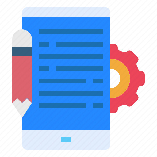 Copywriting, document, editing, file, gear, mobile, phone icon - Download on Iconfinder