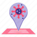 location, map, pin, virus