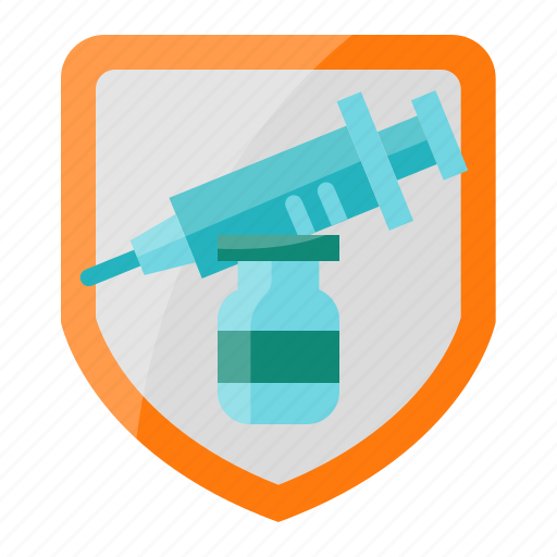 Syringe, vaccine, vaccination, injection, medicine, coronavirus, shield icon - Download on Iconfinder