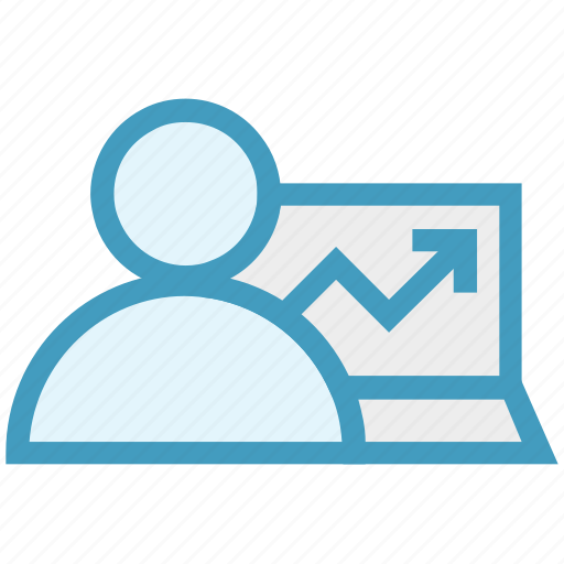 Graph, laptop, management, person, user, worker icon - Download on Iconfinder