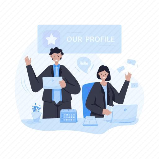 About us, our team, profile, company profile, welcome, business, information illustration - Download on Iconfinder