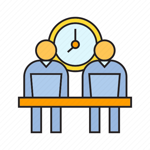 Clock, office, people, sitting, time, worker, working hours icon - Download on Iconfinder