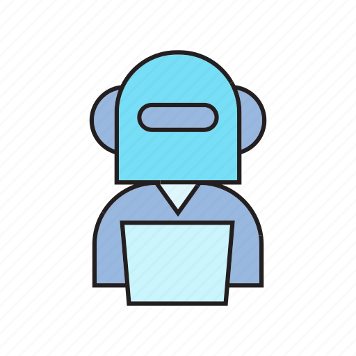Artificial intelligence, employer, humanoid, laptop, robot worker, working icon - Download on Iconfinder