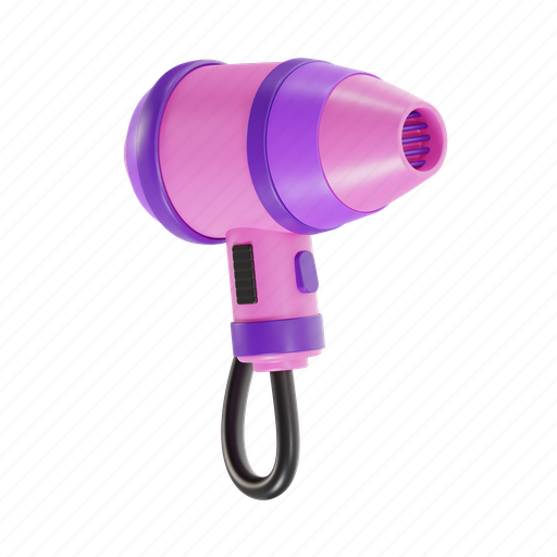 Hair dryer, dryer, hair, salon, blower, hair styling, hair heater 3D illustration - Download on Iconfinder