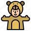 bear, mascot, costume, party, dress 
