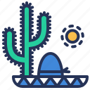 cactus, hat, mexico, sombrero
