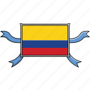 colombia, country, flags, ribbon, shield, world 