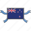 country, flags, new, ribbon, shield, world, zealand 