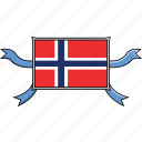 country, flags, norway, ribbon, shield, world 