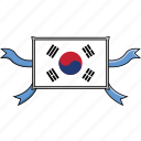 country, flags, korea, ribbon, shield, south, world