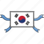 country, flags, korea, ribbon, shield, south, world 