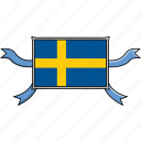 country, flags, ribbon, shield, sweden, world