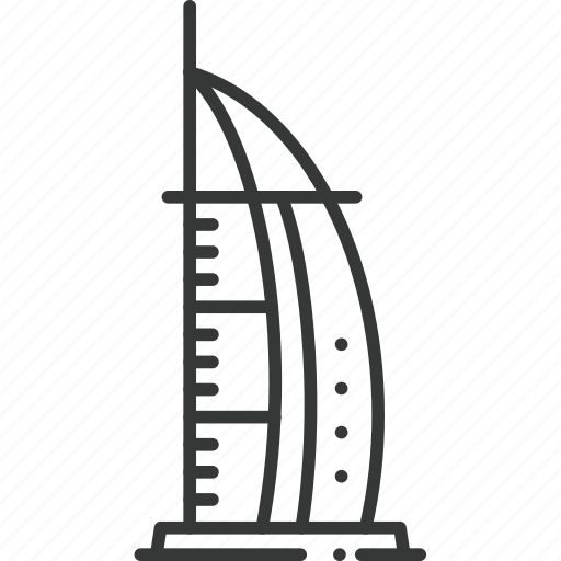 Building, burj al arab, dubai, hotel, ocean, structure, united arab emirates icon - Download on Iconfinder