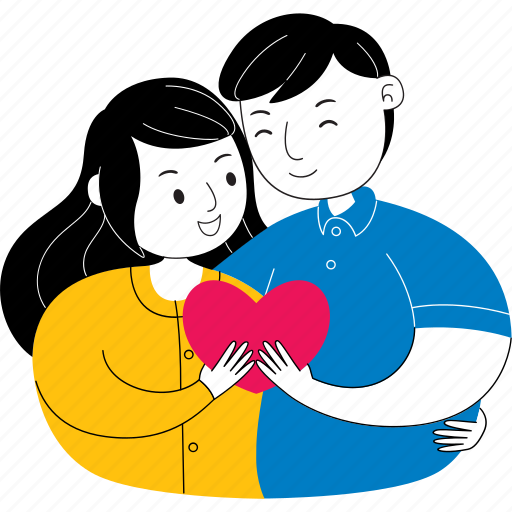 Valentine, heart, couple, vector, love, illustration, romantic illustration - Download on Iconfinder