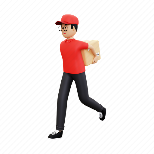 Courier, deliveryman, shipping, package, parcel, logistic, delivery 3D illustration - Download on Iconfinder