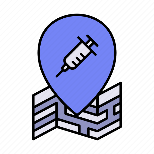 Vaccine, syringe, map, location icon - Download on Iconfinder