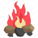 bonfire, flame, campfire, hot, camping