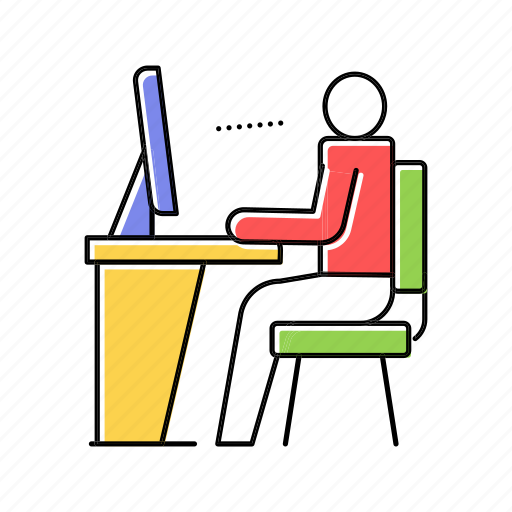 Employee, looking, computer, screen, coworking, service icon - Download on Iconfinder