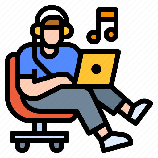 Freetime, laptop, listen, music, relax icon - Download on Iconfinder