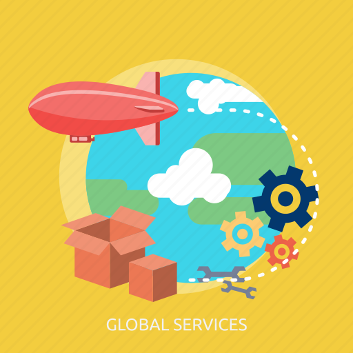 Balloon plane, box, cube, earth, global, process, services icon - Download on Iconfinder