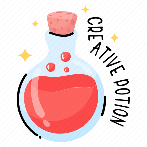 Elixir, potion, creativity potion, potion bottle, dose sticker - Download on Iconfinder