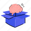 box, brain, think outside, brainstorm, cardboard 