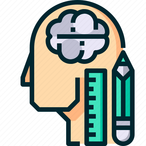 Pencil, art, ruler, creativity, brain icon - Download on Iconfinder