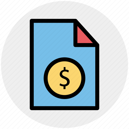 Bill, currency, document, dollar sign, file, money, paper icon - Download on Iconfinder