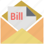 bill email, bill in letter, email, invoice, letter, letter envelope, message, post 