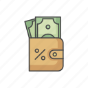 cash, purse with money, wallet, wallet icon
