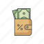 cash, purse with money, wallet, wallet icon 