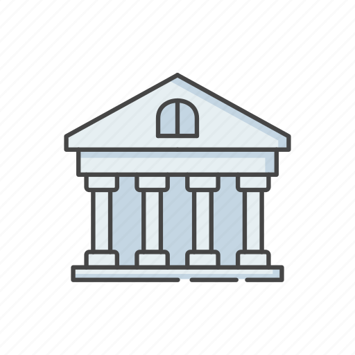 Bank, bank icon, building with pillars, institution icon - Download on Iconfinder