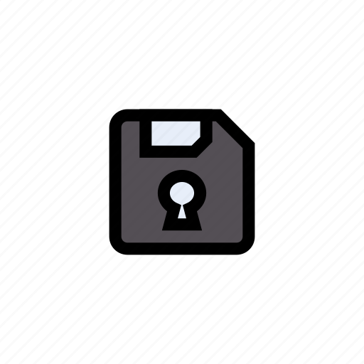 Diskette, floppy, lock, protection, security icon - Download on Iconfinder