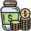 budget, coin, fund, jar, saving 