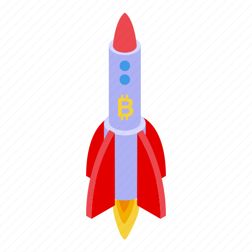 Bitcoin, rocket, isometric icon - Download on Iconfinder
