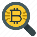 search, magnifying, glass, crypto, cryptocurrency, bitcoin, mining