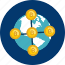 bitcoin, coin, connect, cryptocurrency, decentralized, digital, globe
