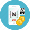 barcode, bitcoin, coin, cryptocurrency, phone, scan, technology