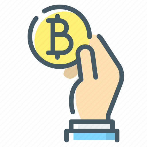 Bitcoin, cryptocurrency, hand, pay, pay with bitcoin icon - Download on Iconfinder