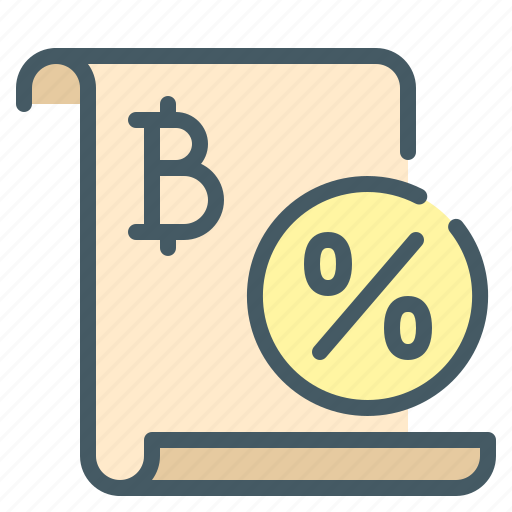 Bitcoin, cryptocurrency, percent, taxes, document icon - Download on Iconfinder